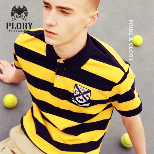 PLORY Летний комфортный повседневный значок, футболка polo, короткий рукав