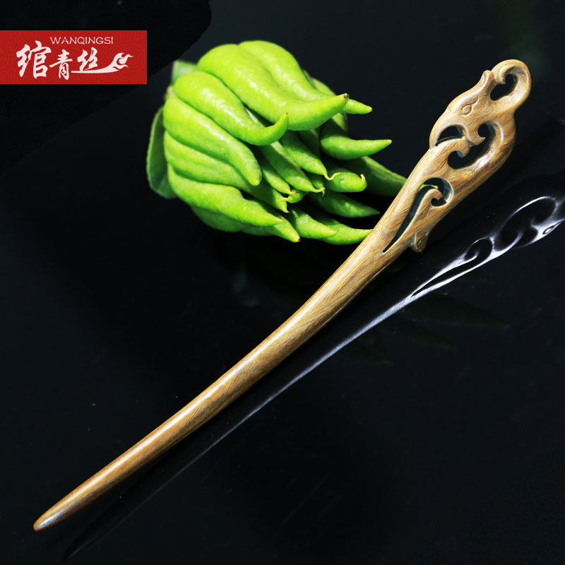 绾青丝古典绿檀香木发簪子盘发饰品汉服配饰木质簪子情人节送女友