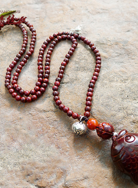 绾青丝小叶紫檀佛珠情人节毛衣链