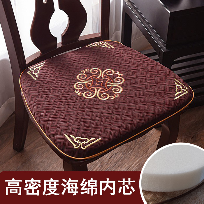 中式海绵刺绣防滑餐椅垫坐垫