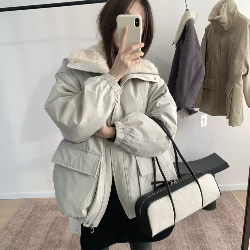 买手严选-泡菜馆-上新薏朵翻领宽松百搭双口袋保暖羽绒服外套2301