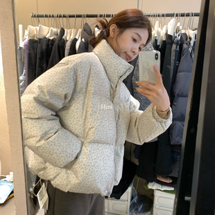 Hers-冬上新韩系简约日常碎花面包保暖羽绒服外套92668