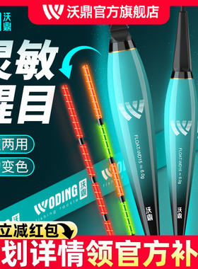 沃鼎夜光漂咬钩变色高灵敏鱼漂套装日夜两用超亮野钓鲫鱼电子浮漂