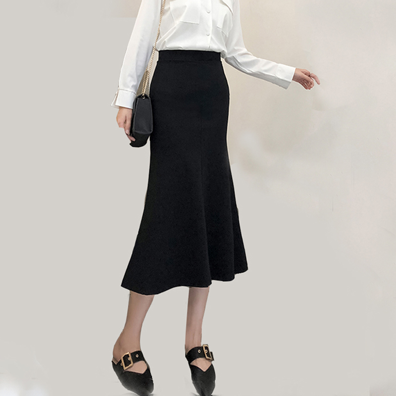 弹力棉修身过膝ins花瓣鱼尾裙