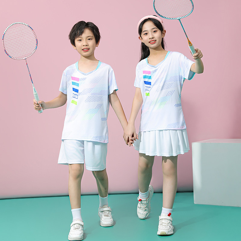 羽毛球服女童运动服套装男童定制儿童乒乓网球羽毛球服女训练服夏