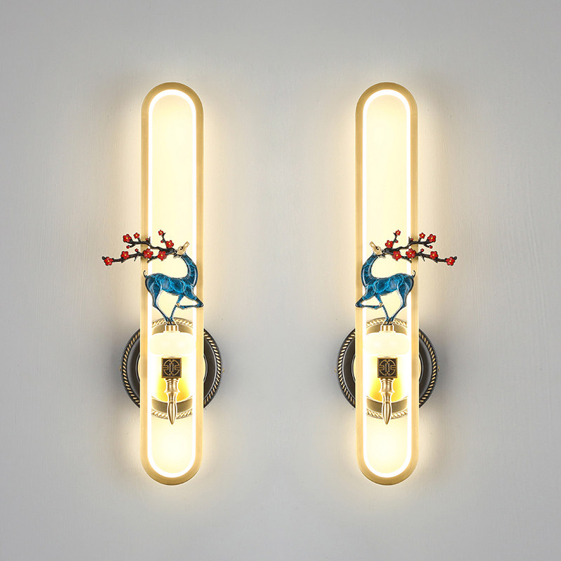 全铜壁灯轻奢客厅电视背景墙格栅极简卧室床头2022新款走廊楼梯灯