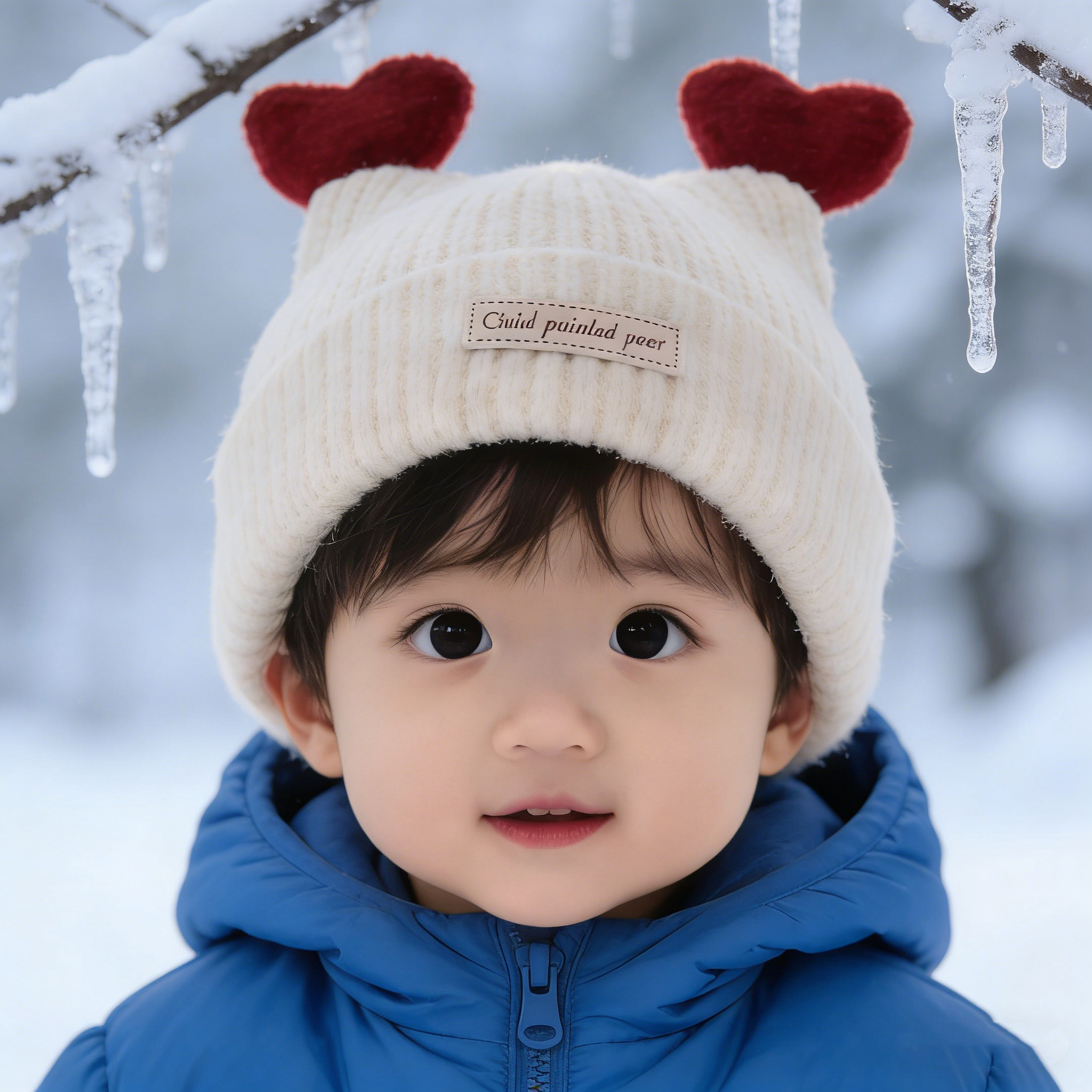 韩版爱心儿童帽子秋冬季保暖加厚针织套头帽男女宝宝护耳毛线帽潮,童装/婴儿装/亲子装,帽子,淘宝优惠券,粉丝福利购,淘宝优惠卷