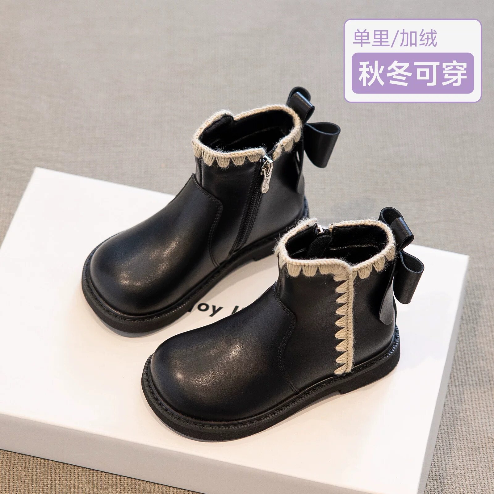 真皮女童靴子新款秋冬儿童短靴