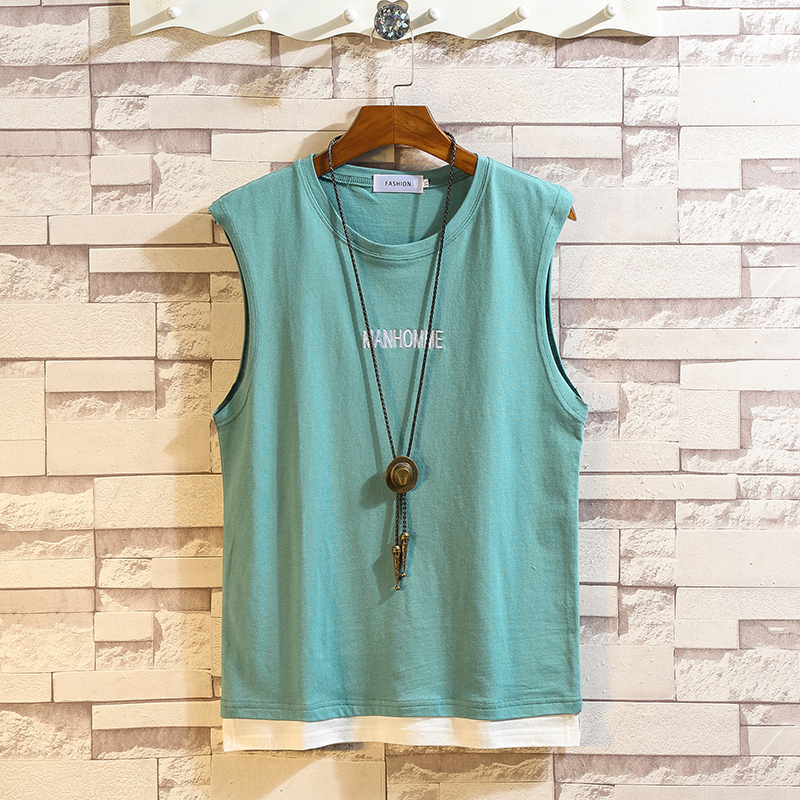 Hong Kong Style New Type Round-collar vest, Japanese Restoration, Loose Holiday Two T-shirts, Sleeveless and Sweat vest