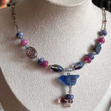 【夜莺】原创设计琉璃项链森系古典原创小众美45cm碧玺