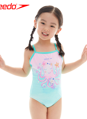 Speedo速比涛儿童泳衣小章鱼和美人鱼婴幼儿习泳连体泳衣绿色粉色