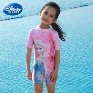 Disney迪士尼儿童连体泳衣冰雪奇缘小公主女童专业速干潜水游泳装