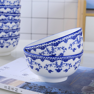 简约青花碗碟釉上彩家用网红碗盘碗筷饭碗餐具套装 中式