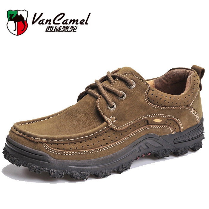 西域骆驼男鞋春季男士户外休闲皮鞋耐磨运动鞋真皮透气爸爸鞋子男