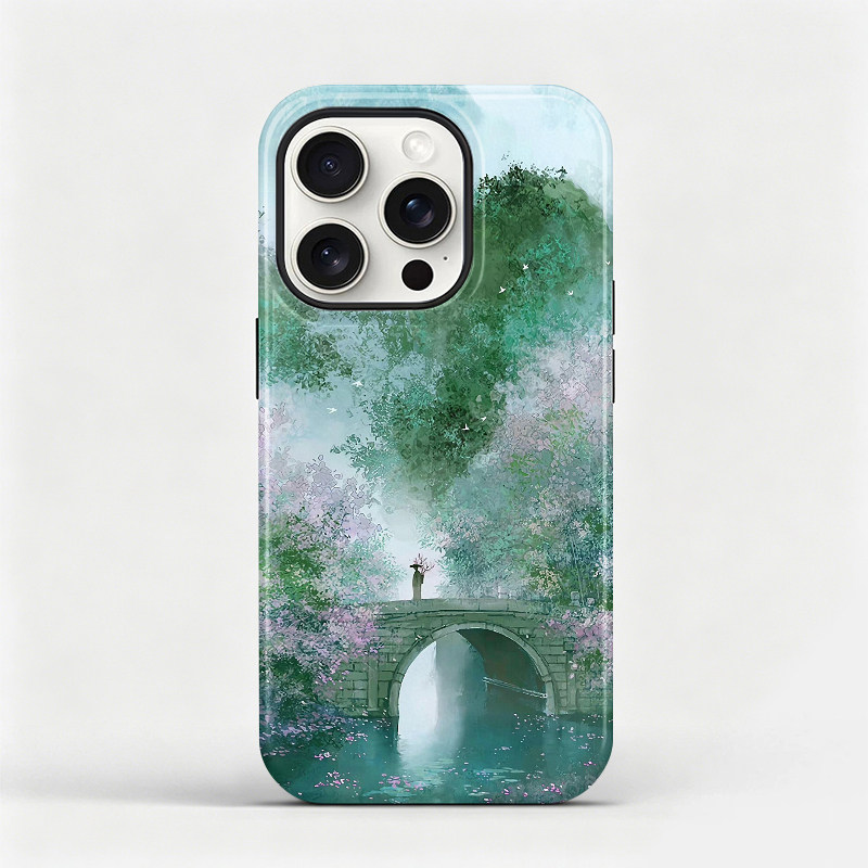 江南烟雨适用苹果15promax手机壳iphone17pro中国风软壳16plus全包保护套14防摔壳13磨砂国潮套12小众磁吸壳