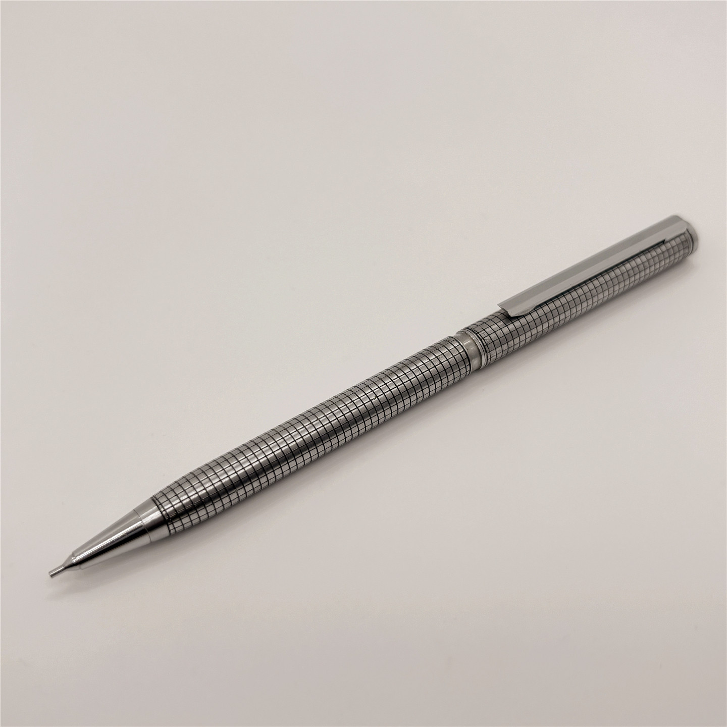 中古老款70年代日本ZEBRA斑马全金属格纹按压出芯自动铅笔0.5mm