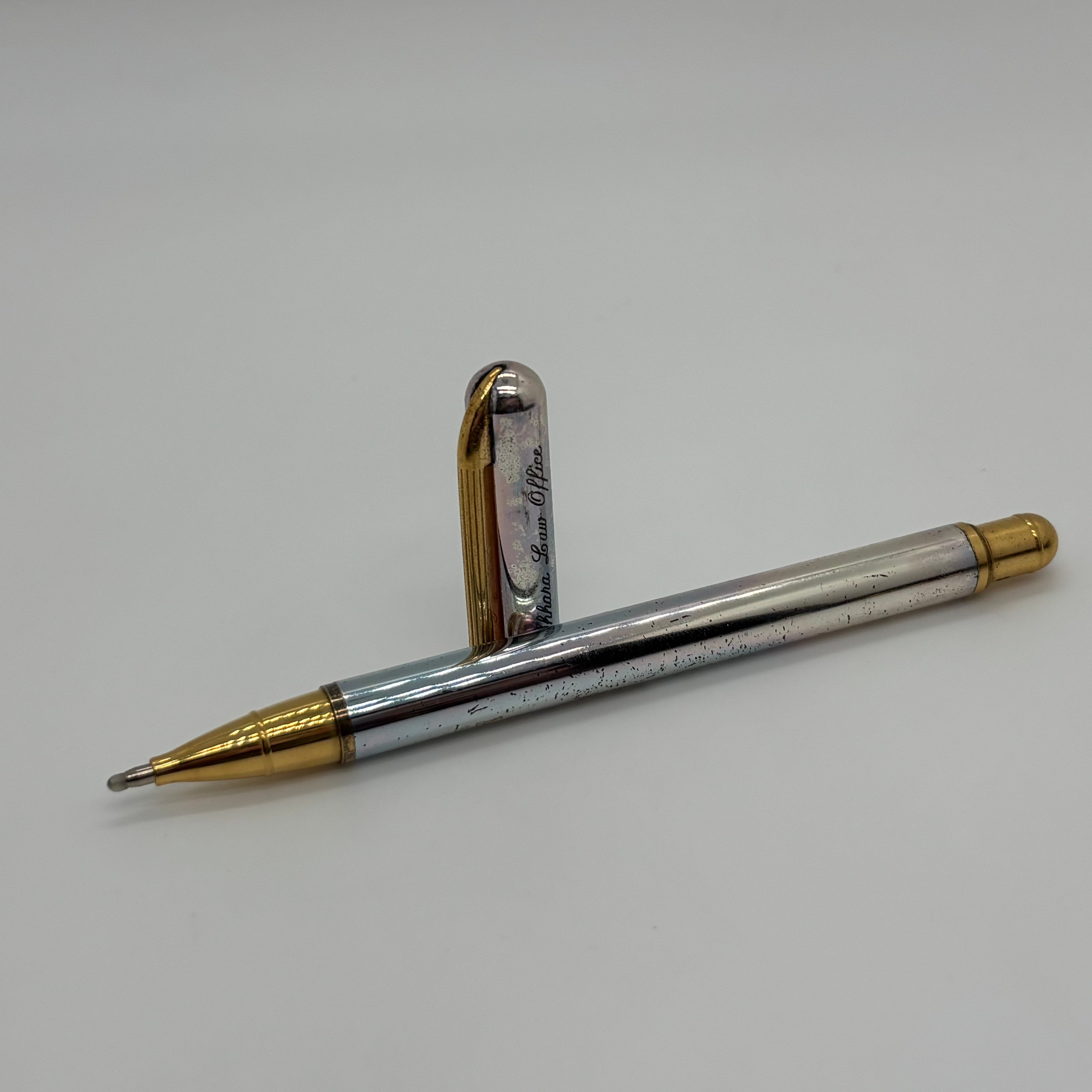 中古老款氧化非常明显日本CRESCENT PLUS彩虹色全金属拔帽签字笔