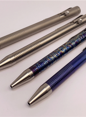 12.5cmTC4钛合金烤蓝喷砂战术笔解压枪栓笔中性笔G2德国进口替芯