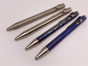 12.5cmTC4钛合金烤蓝喷砂战术笔解压枪栓笔中性笔G2德国进口替芯
