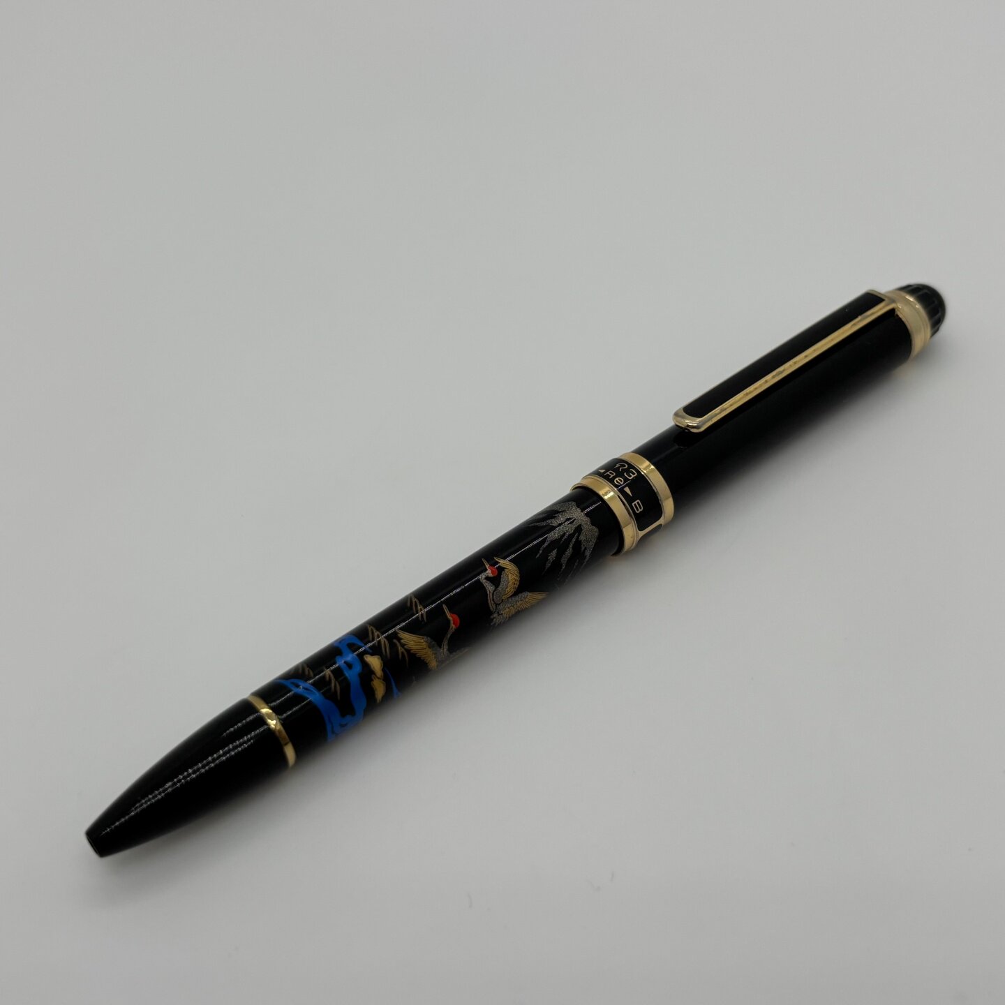 中古老款日本PLATINUM白金莳绘描金仙鹤多功能2+1自动铅笔0.5mm