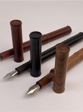 全实木旋帽无夹竹节设计轻便书写日用送礼钢笔F尖0.5mm学生钢笔