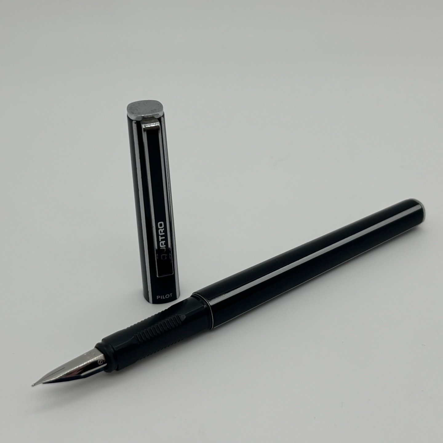 中古老款80-90年代日本PILOT百乐QUATRO方形笔杆不锈钢尖F尖钢笔