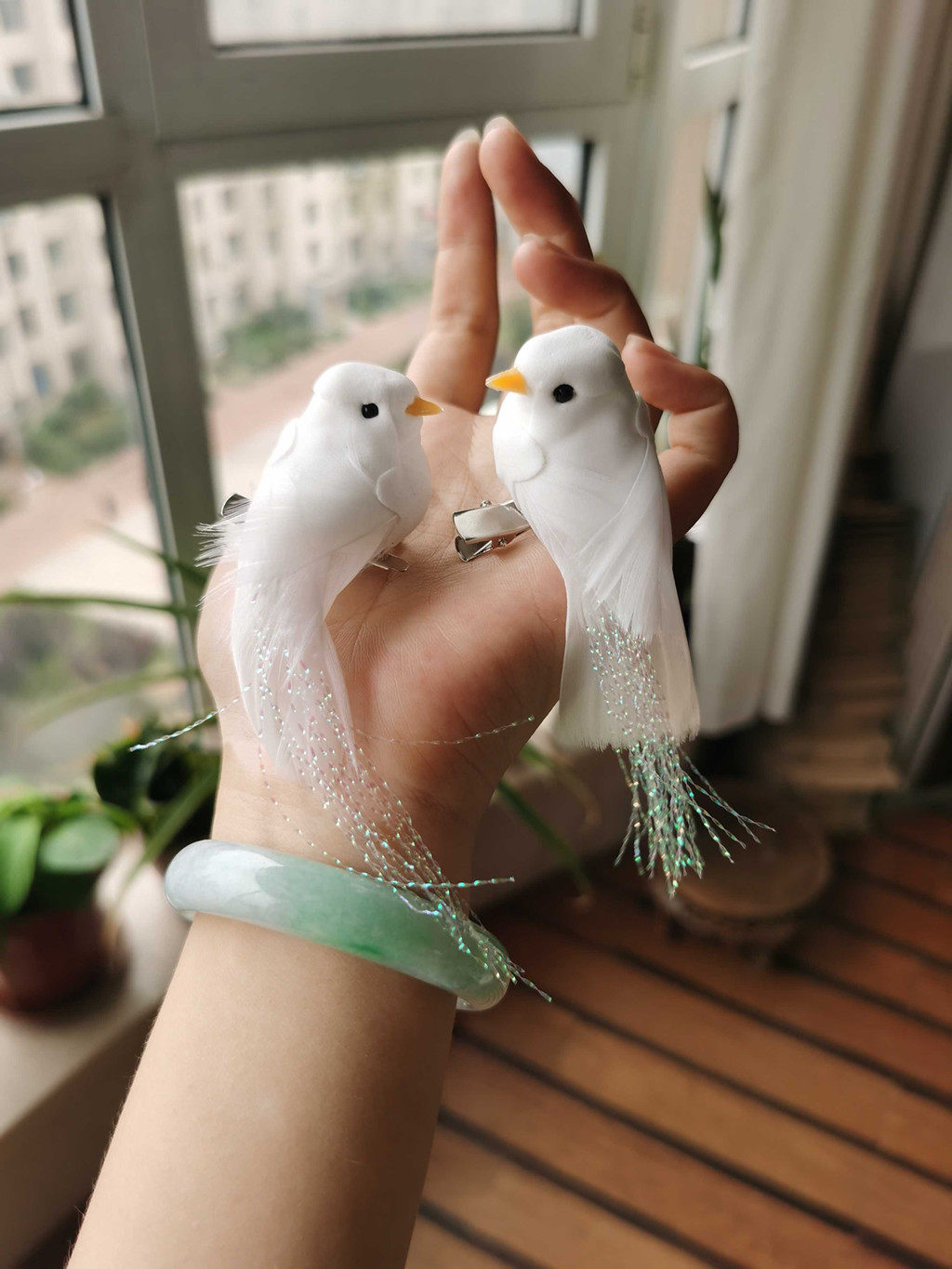 百鸟集原创手工 可爱萌仿真小鸟小白鸽亮丝羽毛 创意胸针发夹头饰