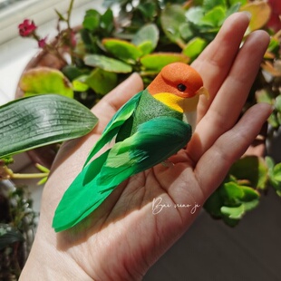 百鸟集 仿真Q版凯克鹦鹉 原创手作 小鸟发夹头饰肩章胸针男女