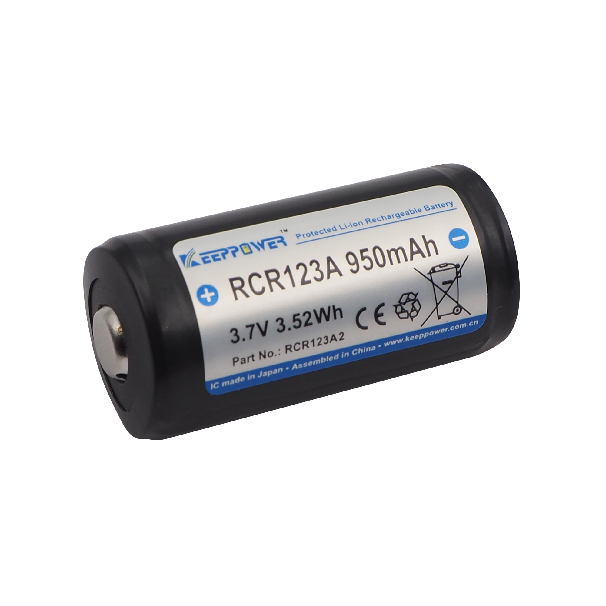 Keeppower RCR123A2 替代 CR123A 3.7V 16340 950mAh 手电筒电池
