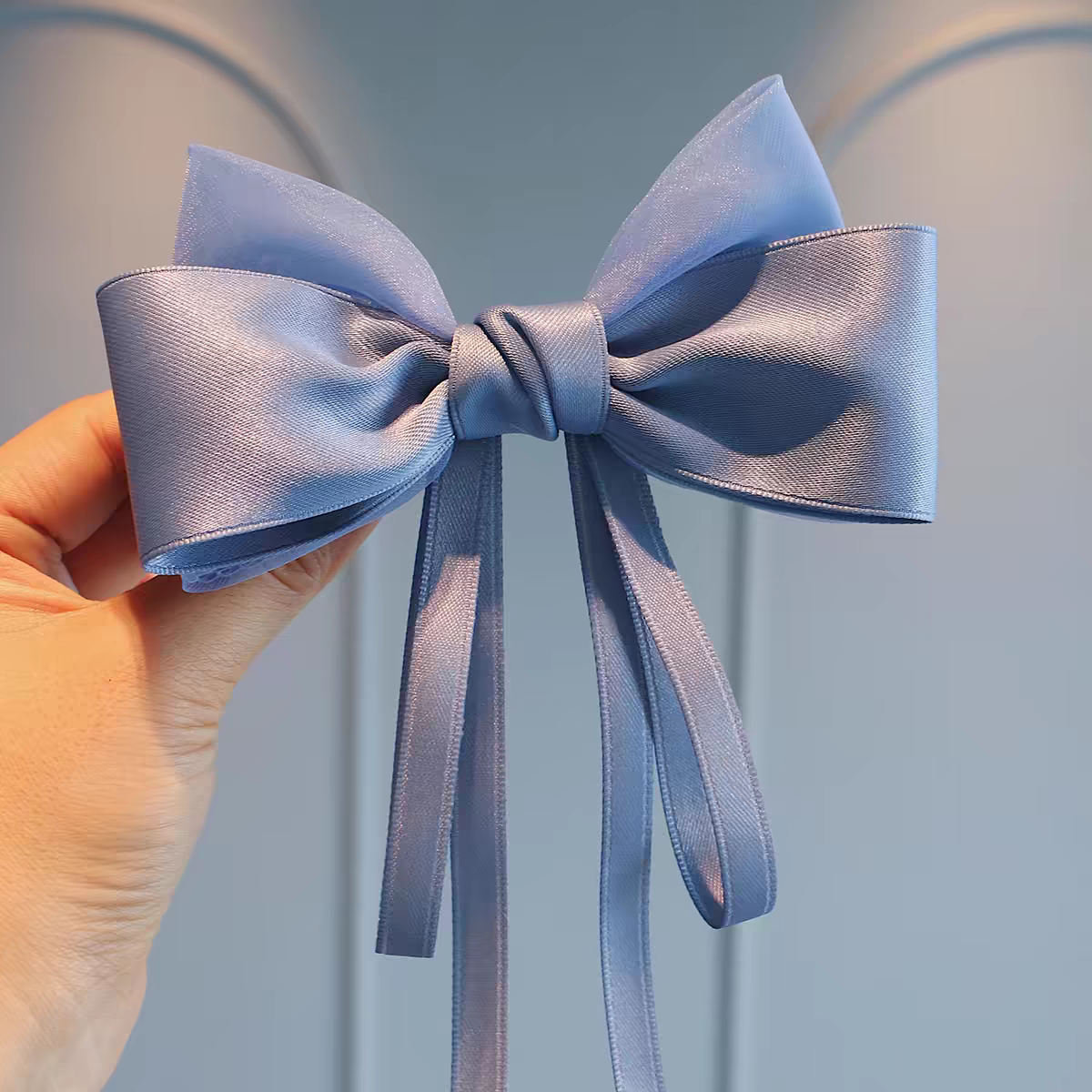 经典织带蝴蝶结儿童发夹公主气质后脑勺头饰飘带女孩高级马尾发饰