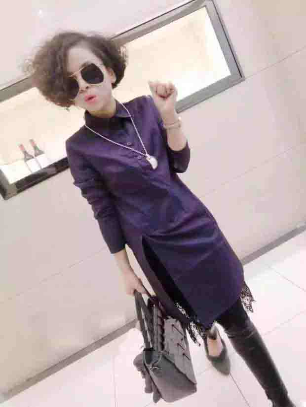2021 new pattern Long sleeve fashion Solid cotton temperament Korean Edition Mid length version Shirt dress Self cultivation Base coatin the Women's clothing/Boutique , Shirt  category - from Buy2taobao.com to provide professional Taobao agent buy service