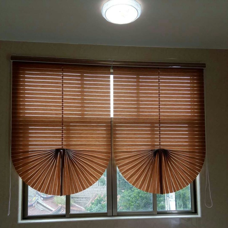 欧式罗马帘扇形窗帘柔纱帘茶室酒店遮阳帘百叶窗阳台卧室升降卷帘