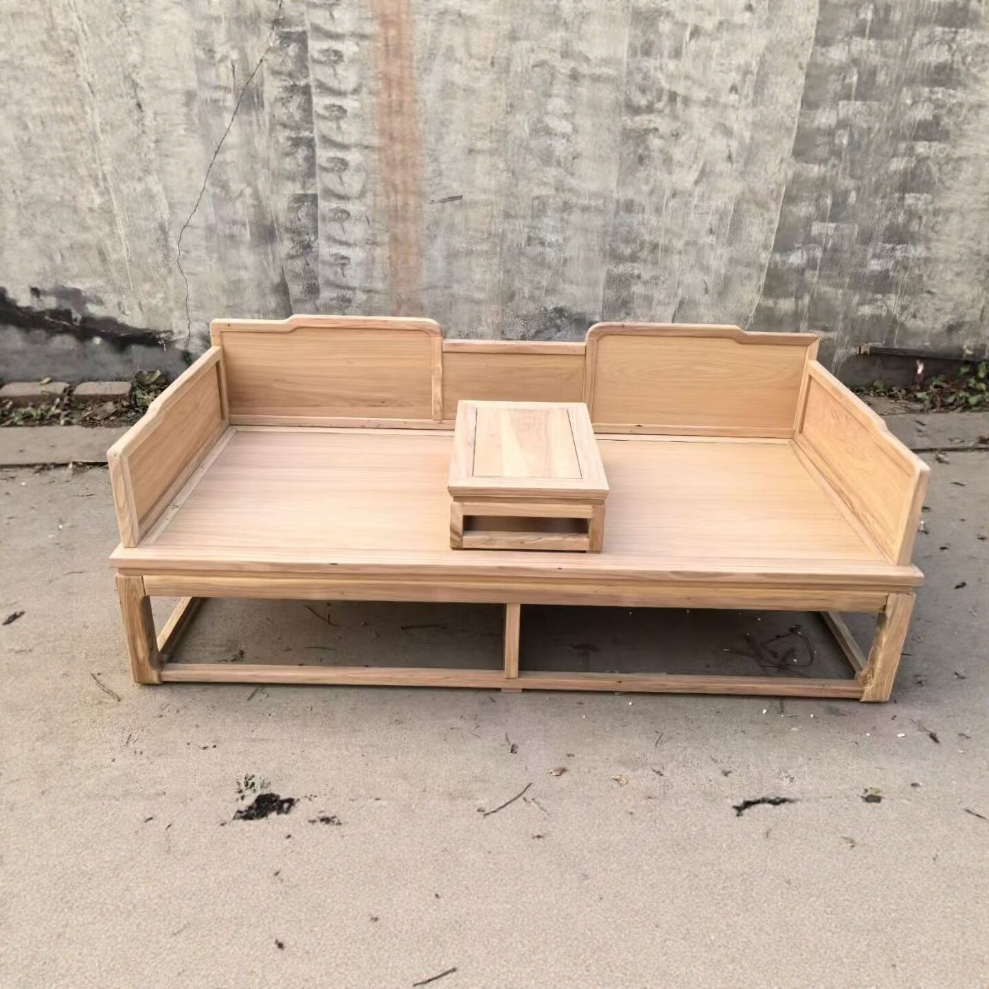 新中式罗汉床白茬北榆木实木罗汉塌小户型家具休闲午睡沙发床简约