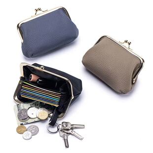 新款头层牛皮迷你零钱包女软皮荔枝夹子多卡位卡包真皮时尚口金包