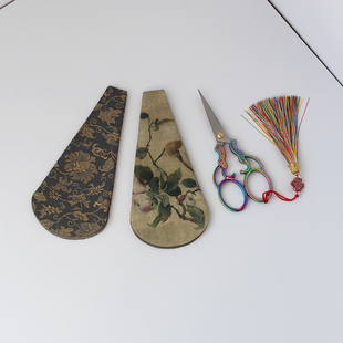 棉麻小剪刀收纳袋保护套双加厚层茶剪专用布套大号小号配件复古