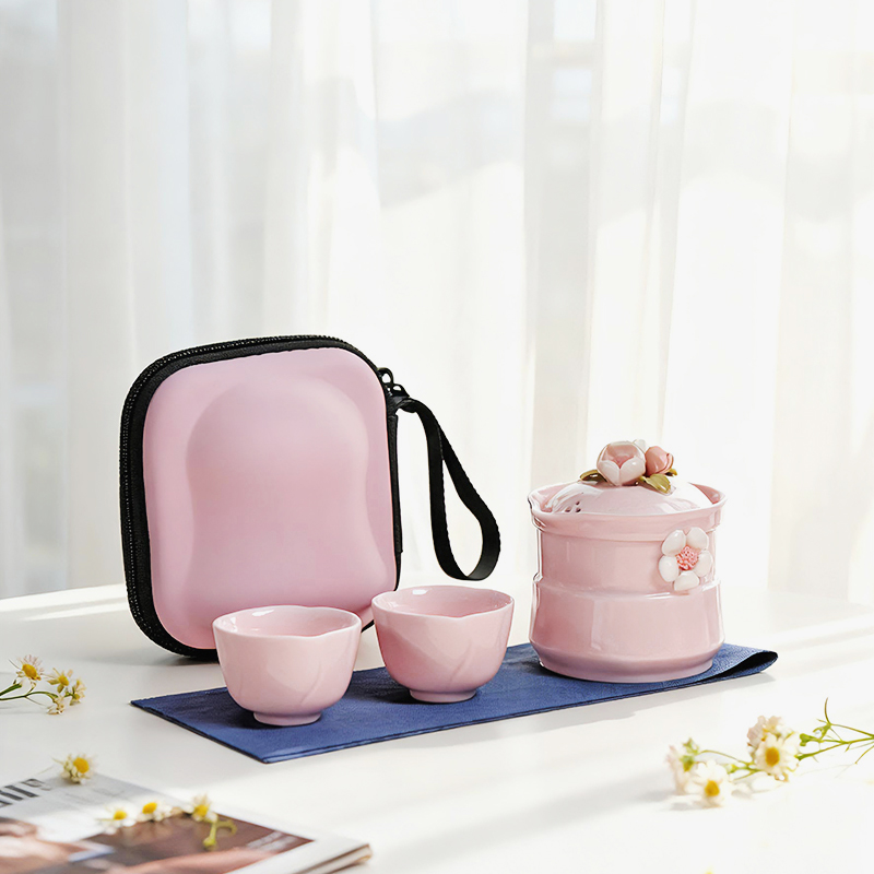 女士旅行茶具羊脂玉宝石黄