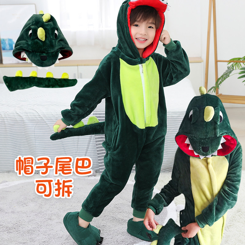 CHILDRENS ONE-PIECE PAJAMAS DETACHABLE DINOSAURS ANIMALS CARTOON CLOTHES MENS AND WOMENS PARENT-CHILD ACTIVITIES FLANNEL HOME
