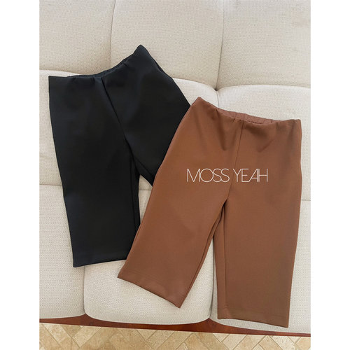 Moss烨〓设计师〓缎面弹力侧开叉紧身打底中裤骑行裤 - 封面