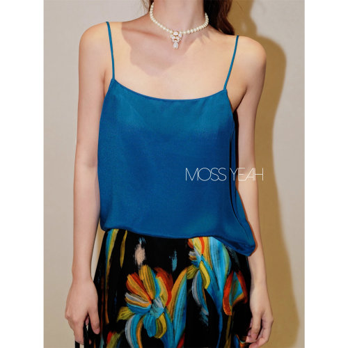 Moss烨 复古彩色系 三色 桑蚕丝吊带背心