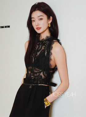 Moss烨 〓设计师〓 内搭币备 精致黑色睫毛蕾丝背心