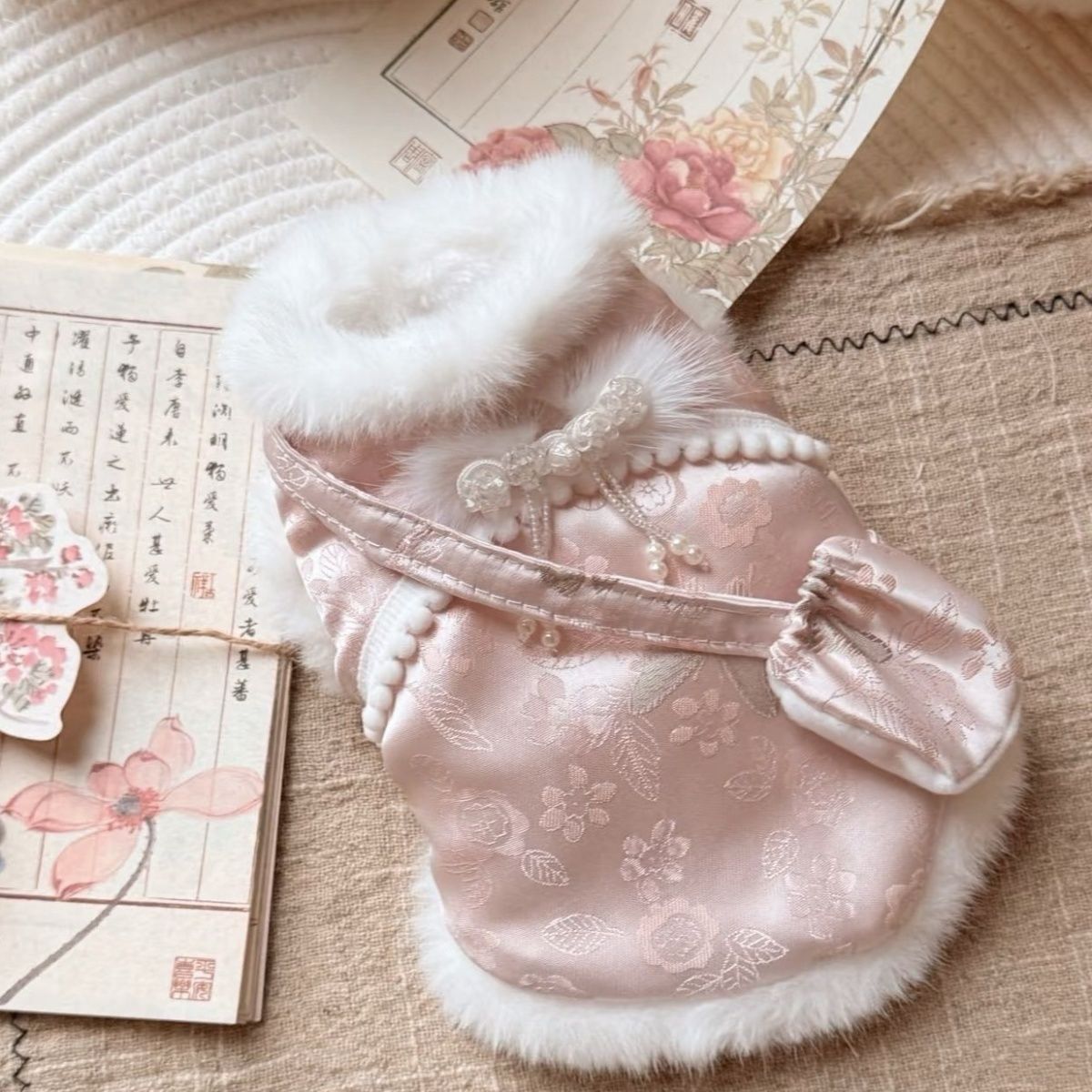 宠物衣服秋冬新款加绒新年唐装裙子泰迪比熊狗狗猫咪旗袍过年外套