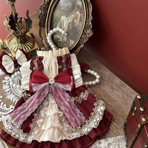 狗狗猫咪洛丽塔衣服公主风裙子蕾丝边四季通用泰迪连衣裙可爱