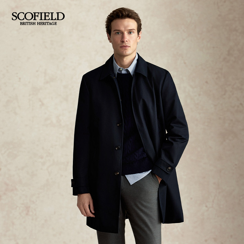 SCOFIELD男装秋季新款英伦风商务休闲纯色潮流风衣通勤外套