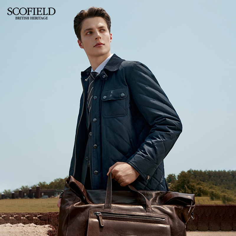 SCOFIELD男装24年冬季新款菱形格绗线微宽松时尚休闲简约棉服外套