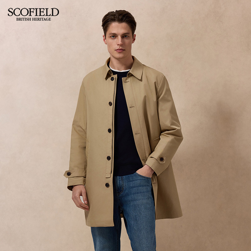 【可拆卸】SCOFIELD男装春秋新款英伦复古通勤外套中长款风衣图片