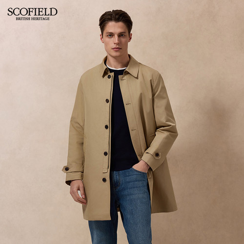 【可拆卸】SCOFIELD男装春秋新款英伦复古通勤外套中长款风衣