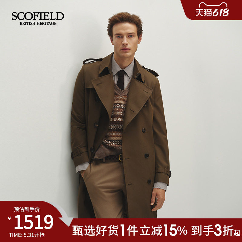SCOFIELD男装25年秋季新款复古英伦风时尚有型潮流中长款风衣外套