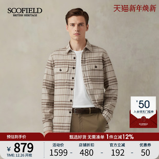 SCOFIELD男25秋冬新品 外套 纯棉格子磨毛潮流百搭长袖 衬衫