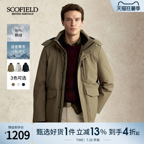 【鹅绒】SCOFIELD男士25年冬新款连帽休闲工装保暖廓形防风羽绒服