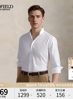SCOFIELD男装新款商务通勤精致狮子刺绣百搭长袖衬衫